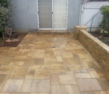 Patio with Weston Seating Wall
